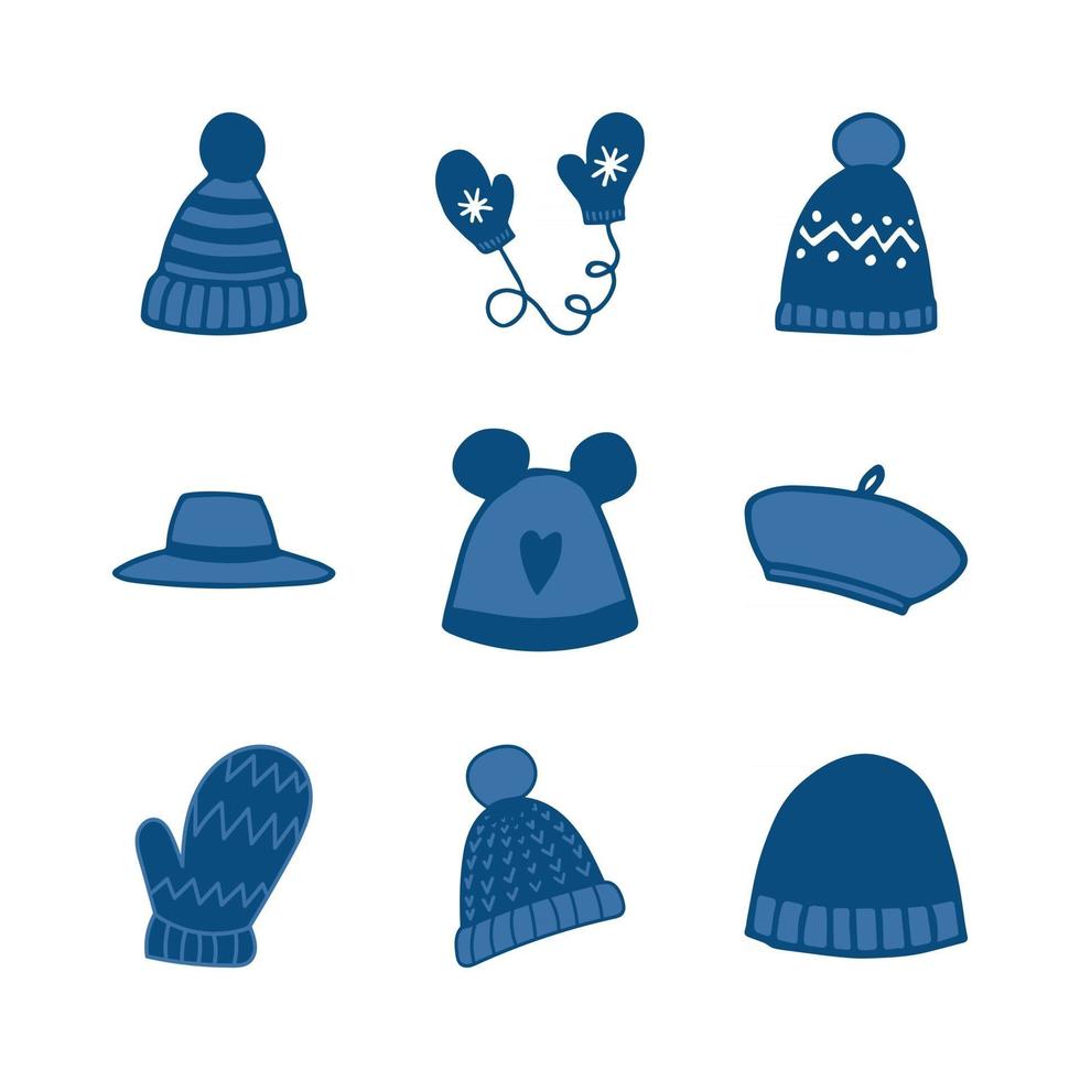 Set of Hand-drawn Winter Clothing Item Vector Icons