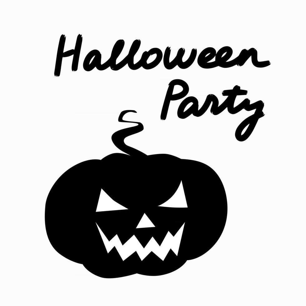 silueta negra de una calabaza y frase de letras fiesta de halloween.  2979585 Vector en Vecteezy