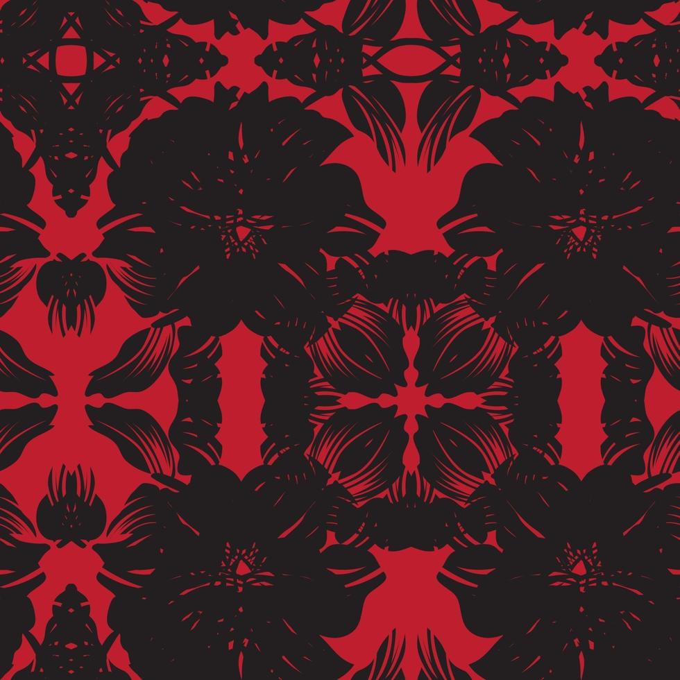 Red Floral Seamless Pattern Background vector