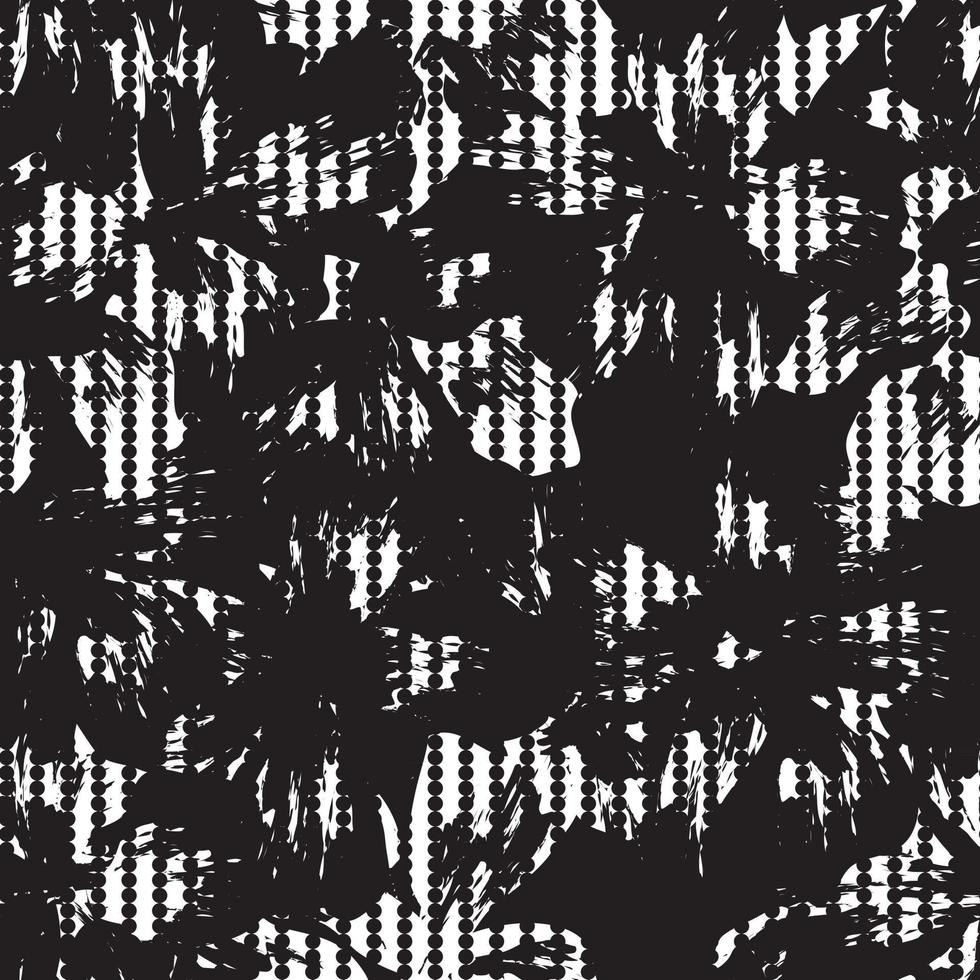 Black and White Floral Seamless Pattern Background vector