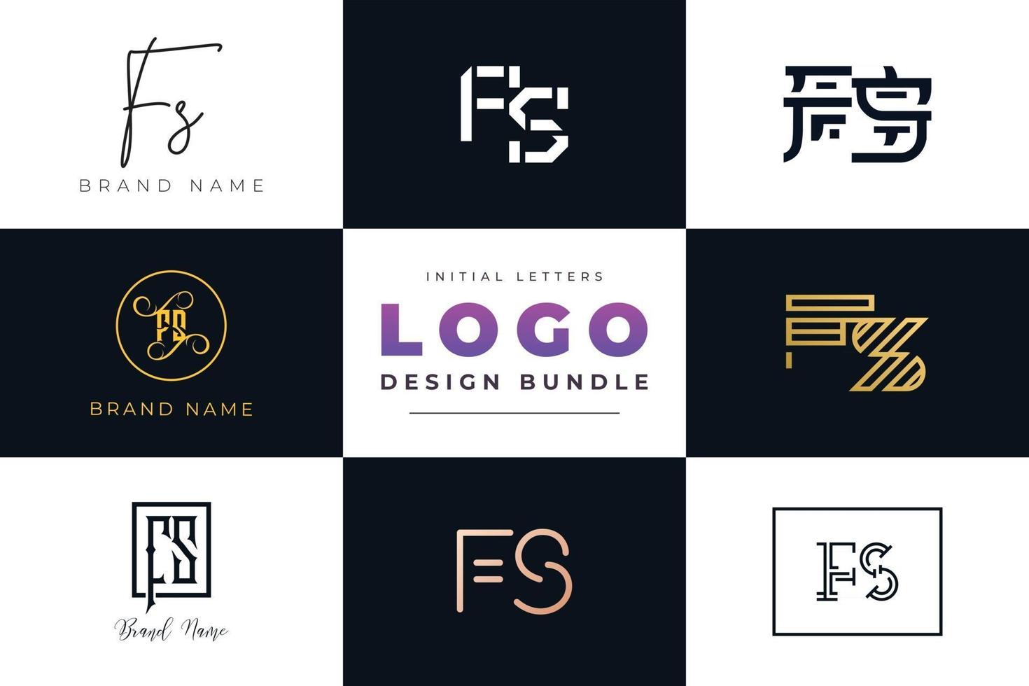 Set of collection Initial Letters FS Logo Design. vector