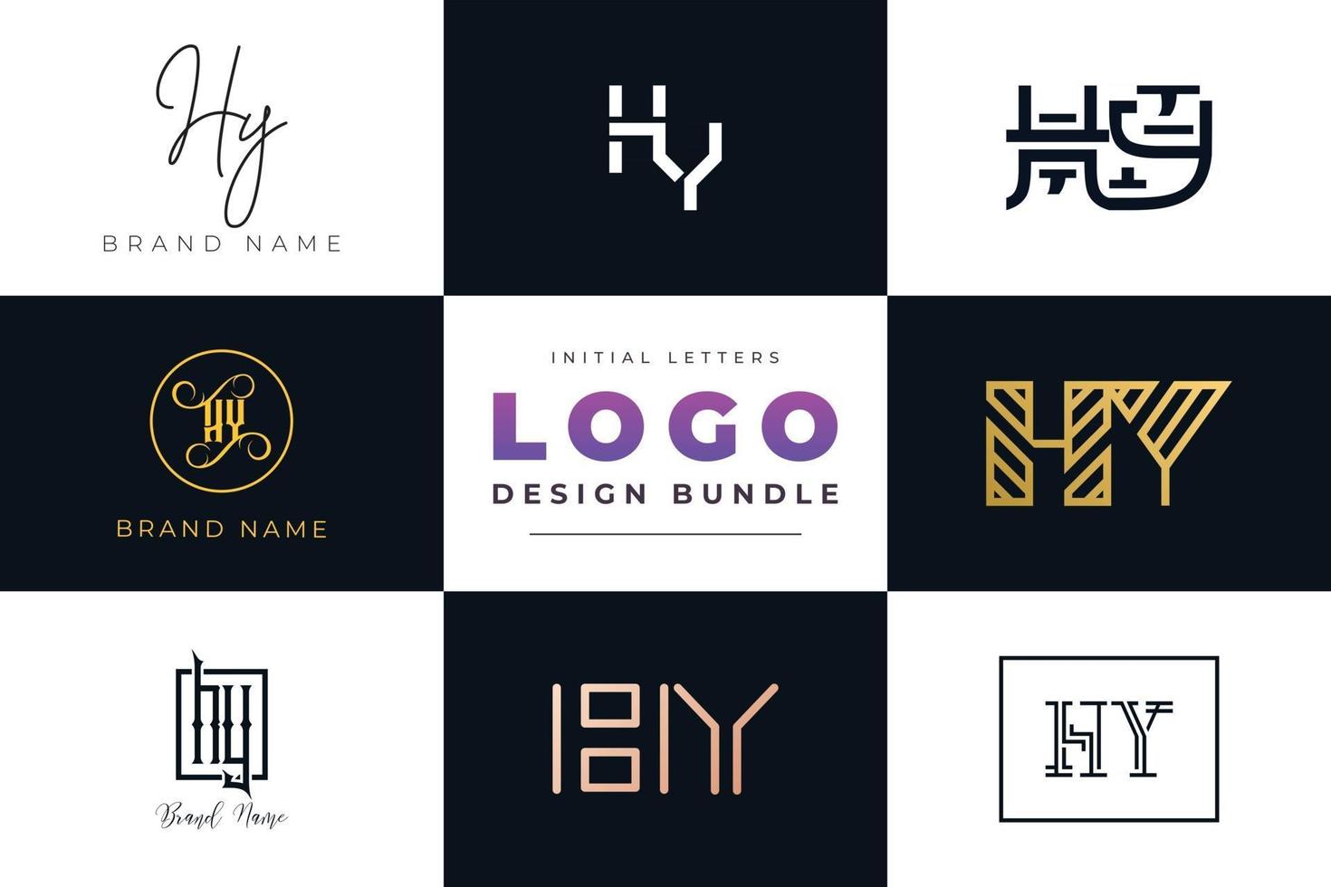 Set of collection Initial Letters HY Logo Design. vector