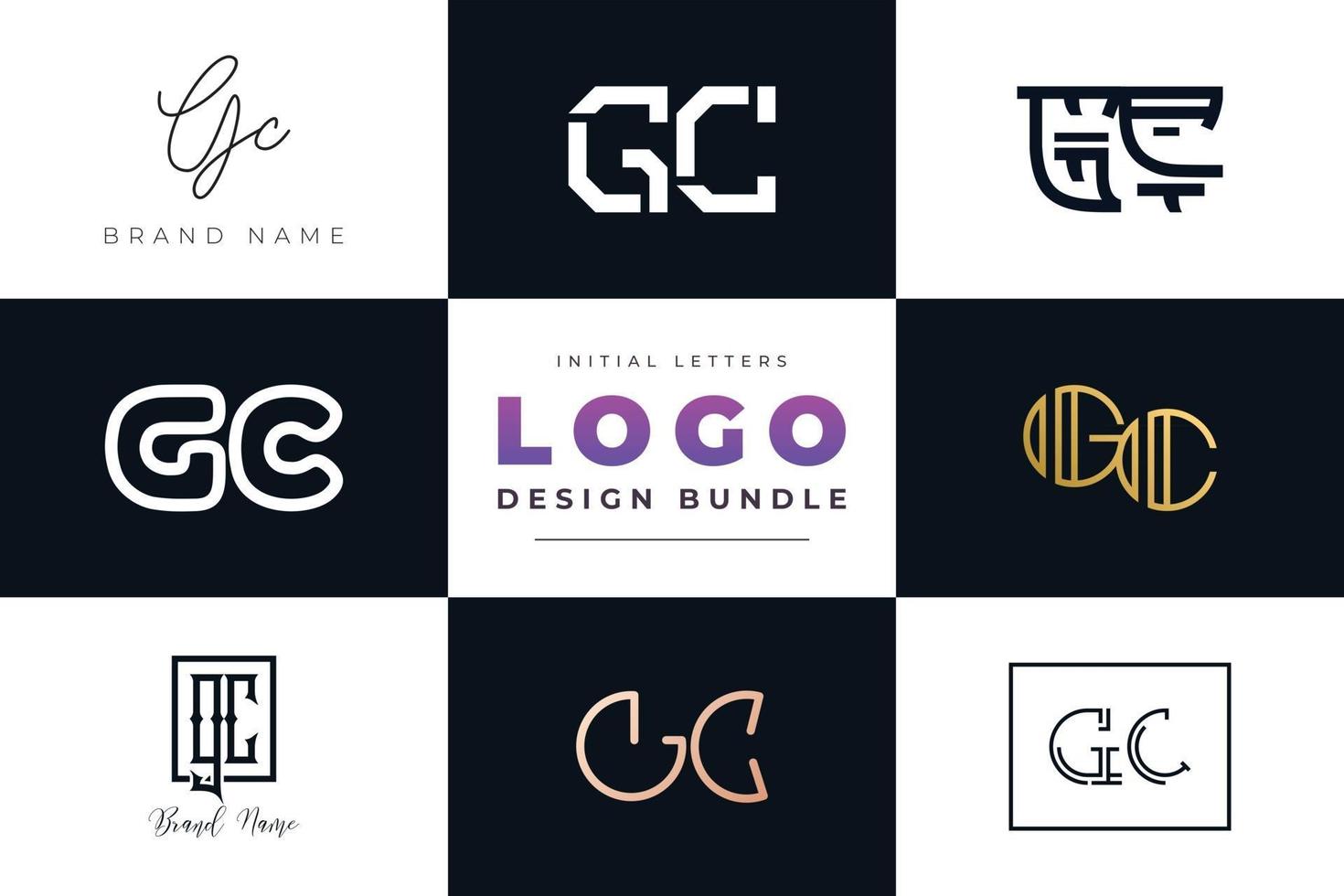 Set of collection Initial Letters GC Logo Design. vector