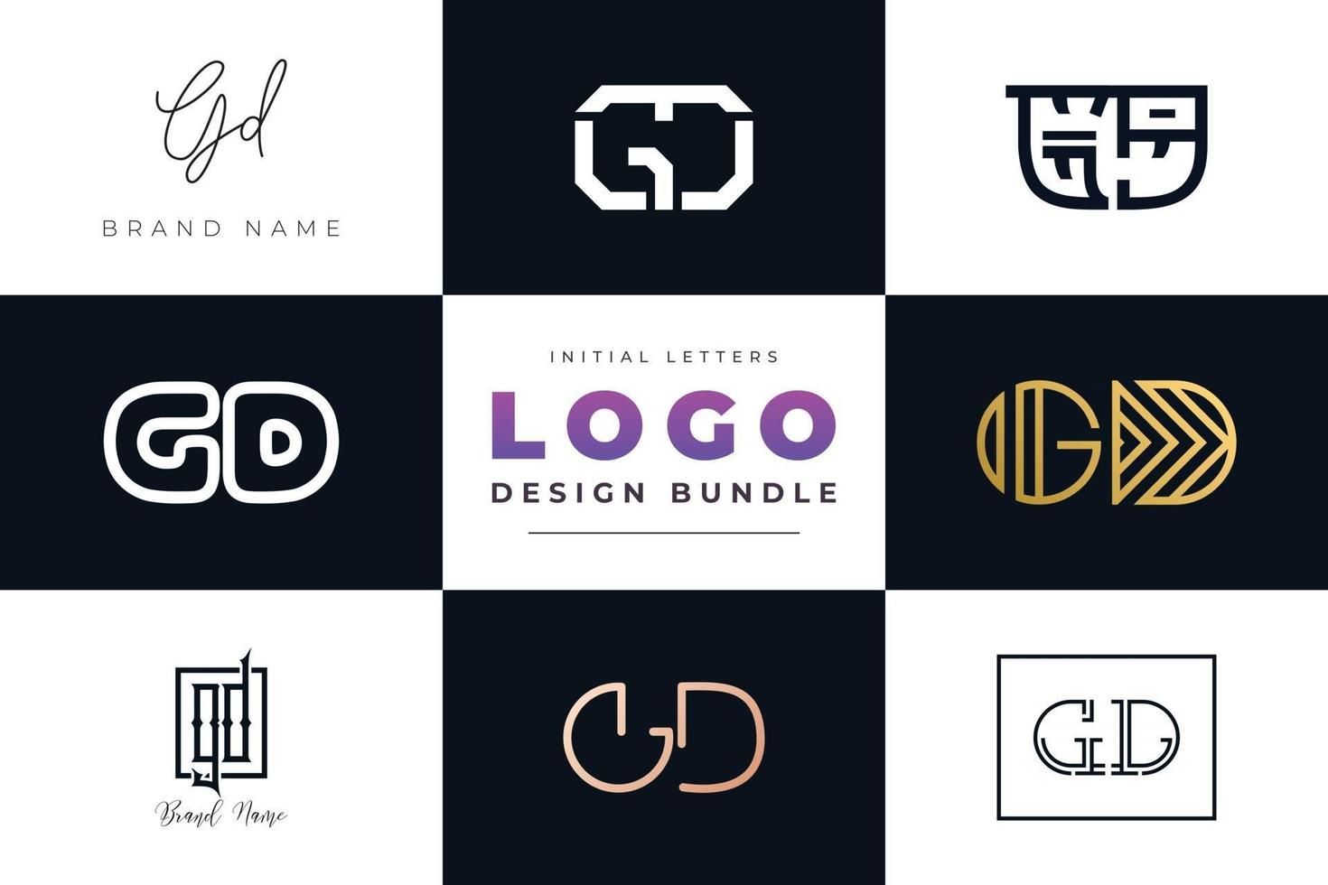 Set of collection Initial Letters GD Logo Design. vector