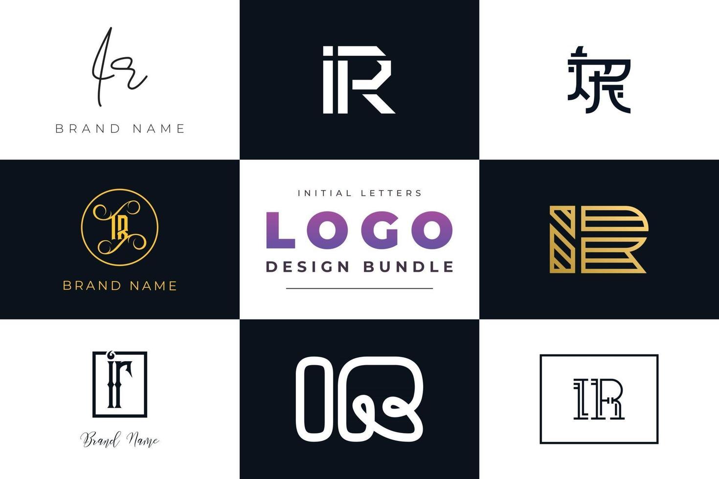 Set of collection Initial Letters IR Logo Design. vector