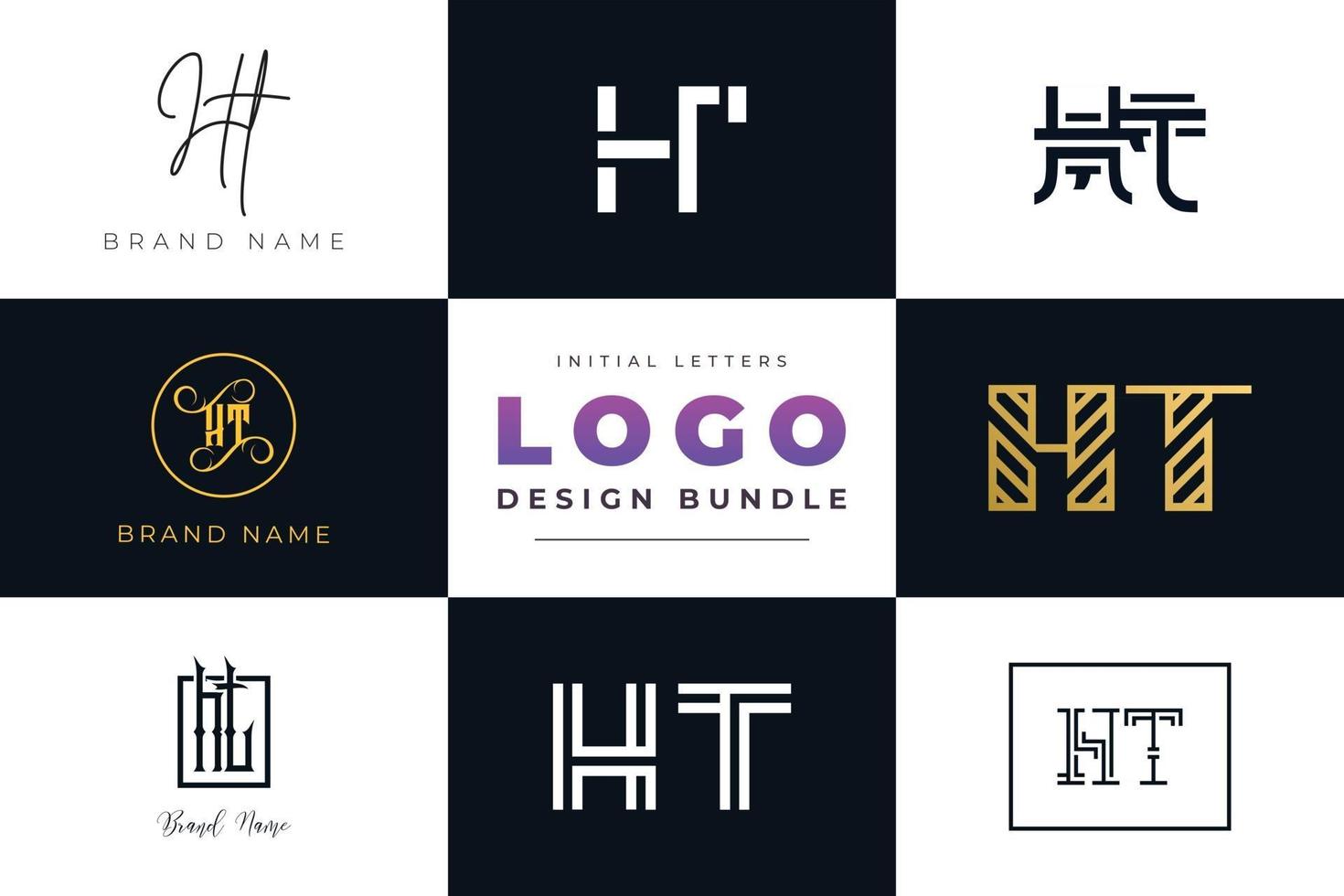 Set of collection Initial Letters HT Logo Design. vector