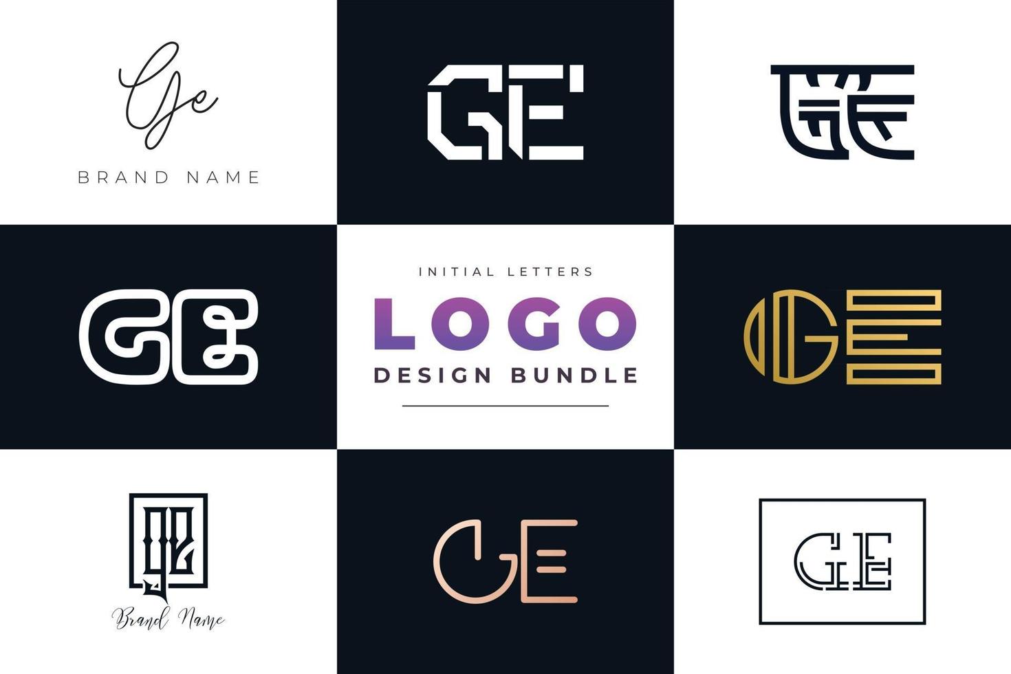 Set of collection Initial Letters GE Logo Design. vector