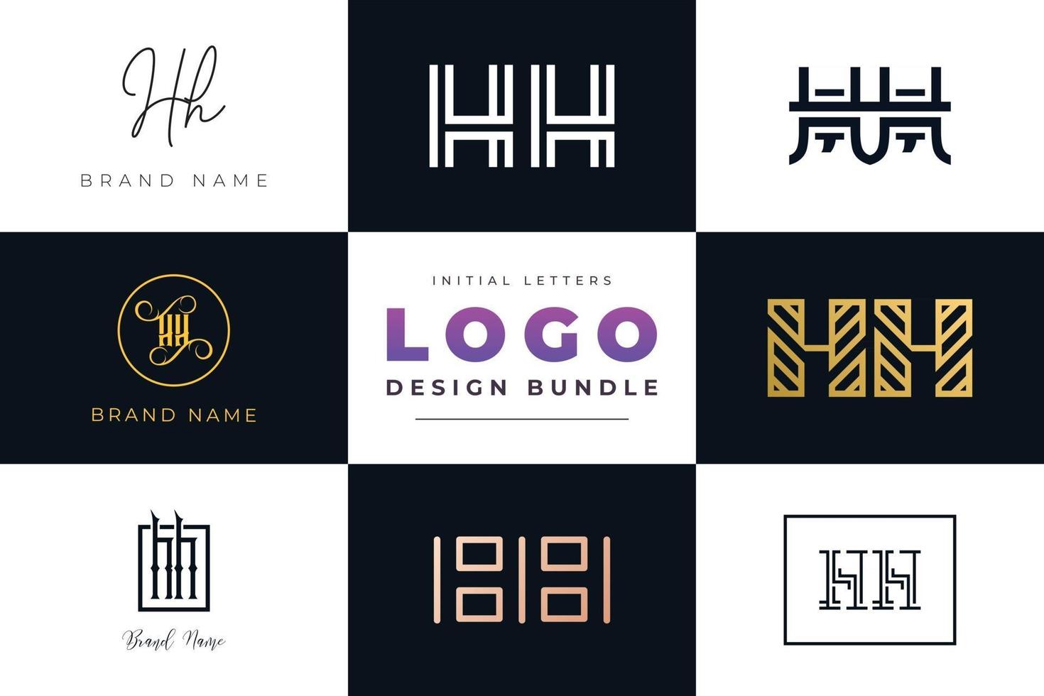 Set of collection Initial Letters HH Logo Design. vector