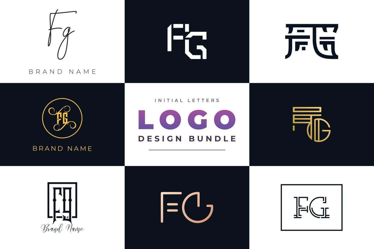 Set of collection Initial Letters FG Logo Design. vector