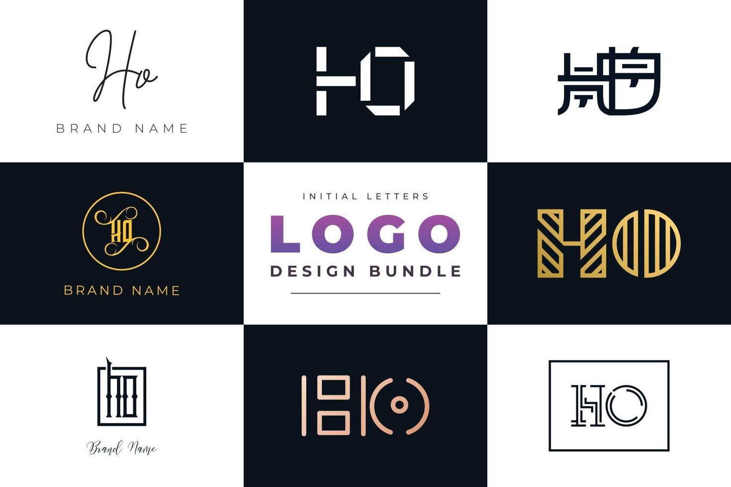 Set of collection Initial Letters HO Logo Design. vector