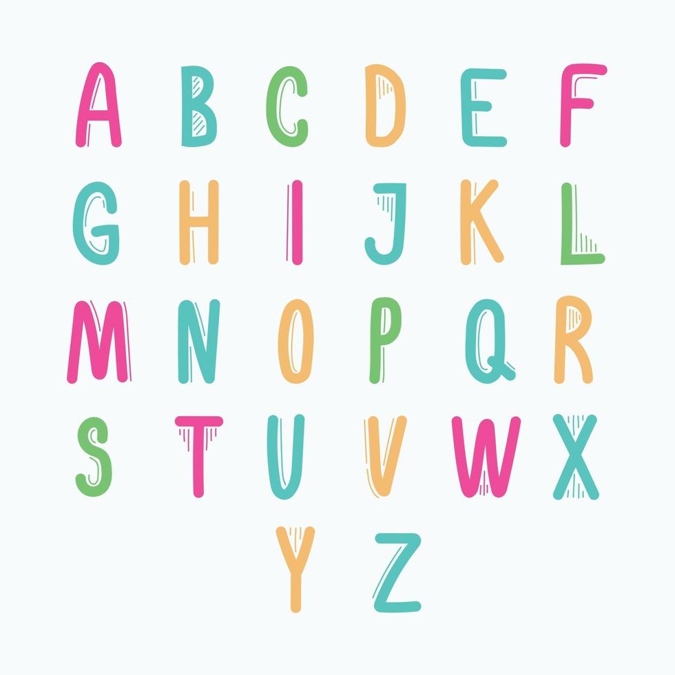 Hand drawn font style alphabet vector