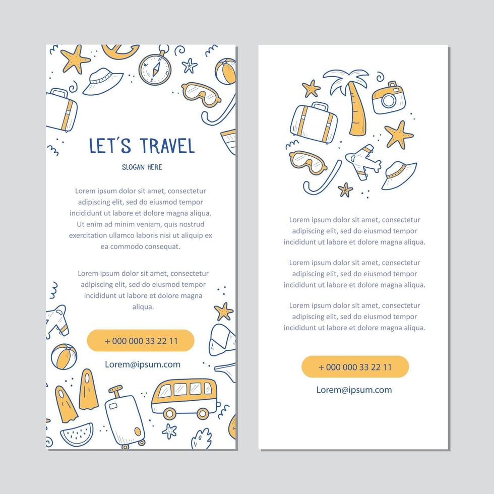 Hand drawn banner of travel summer vector
