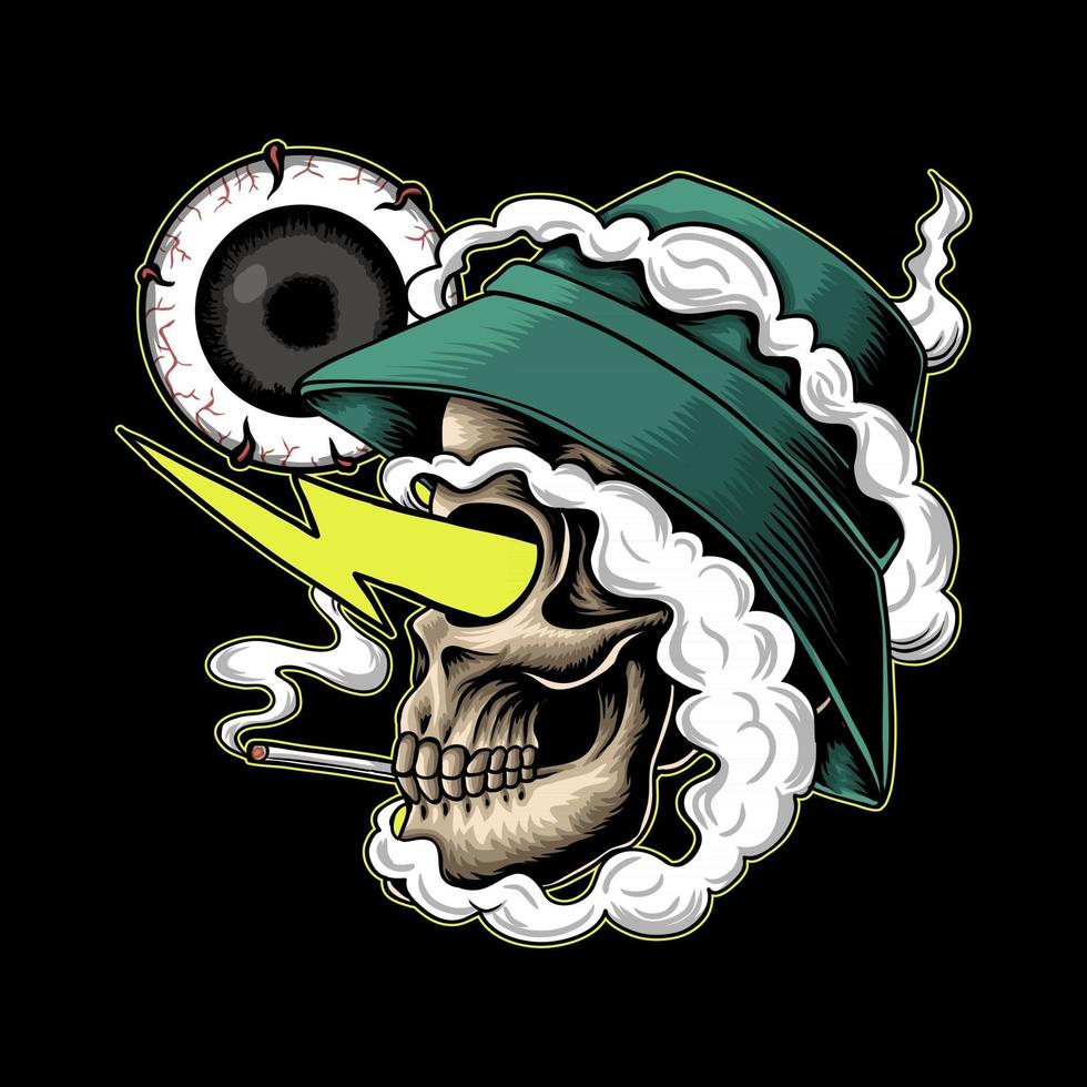 Skull smoke high vector illustration