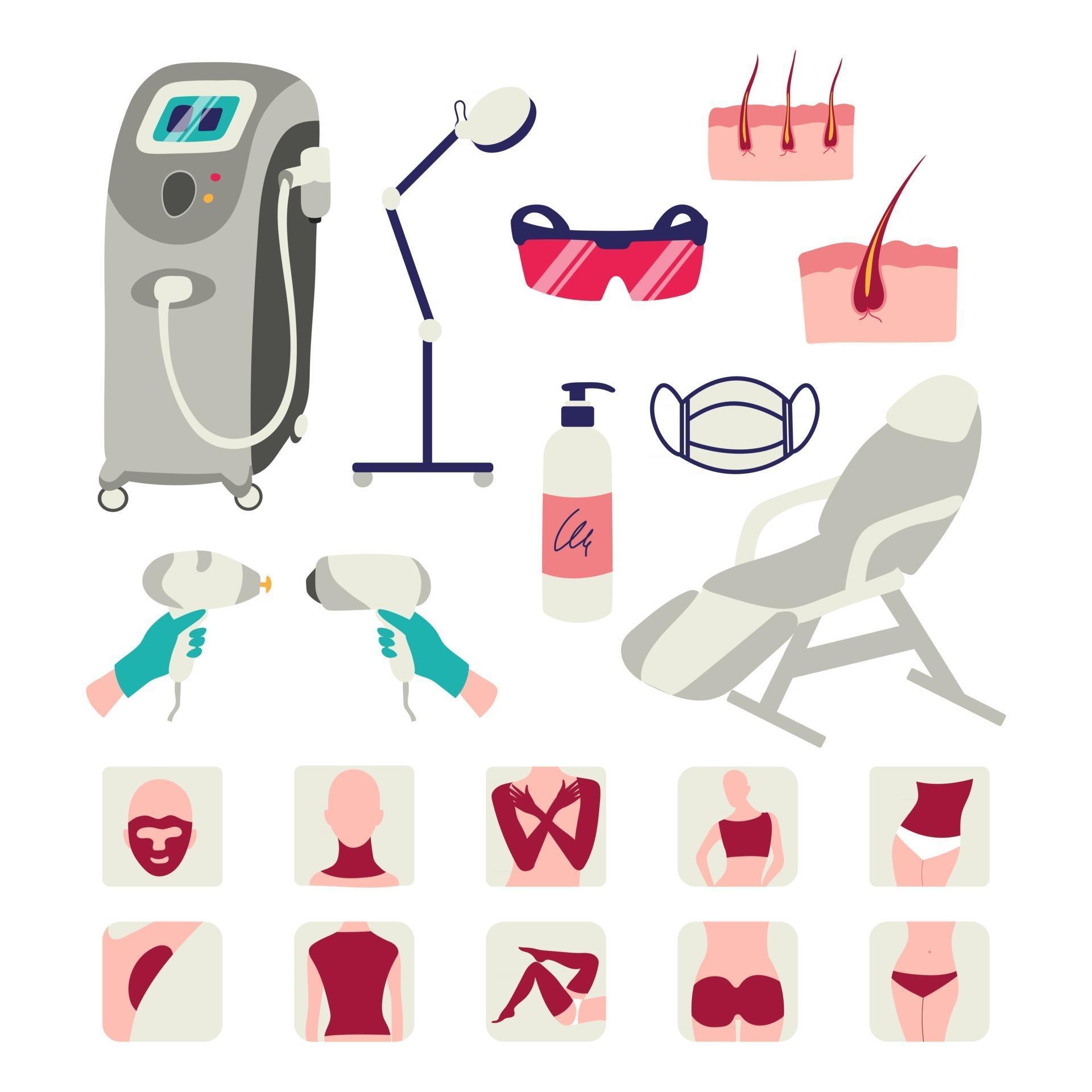 Laser hair removal icon set isolated on white background 2980204 Vector