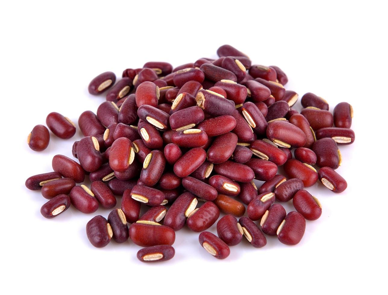 Red beans on white background photo