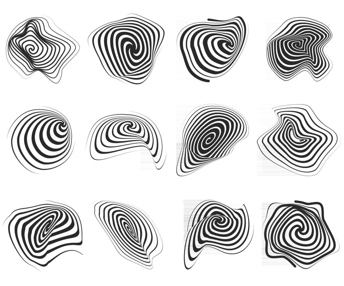 conjunto de espirales arremolinados vector