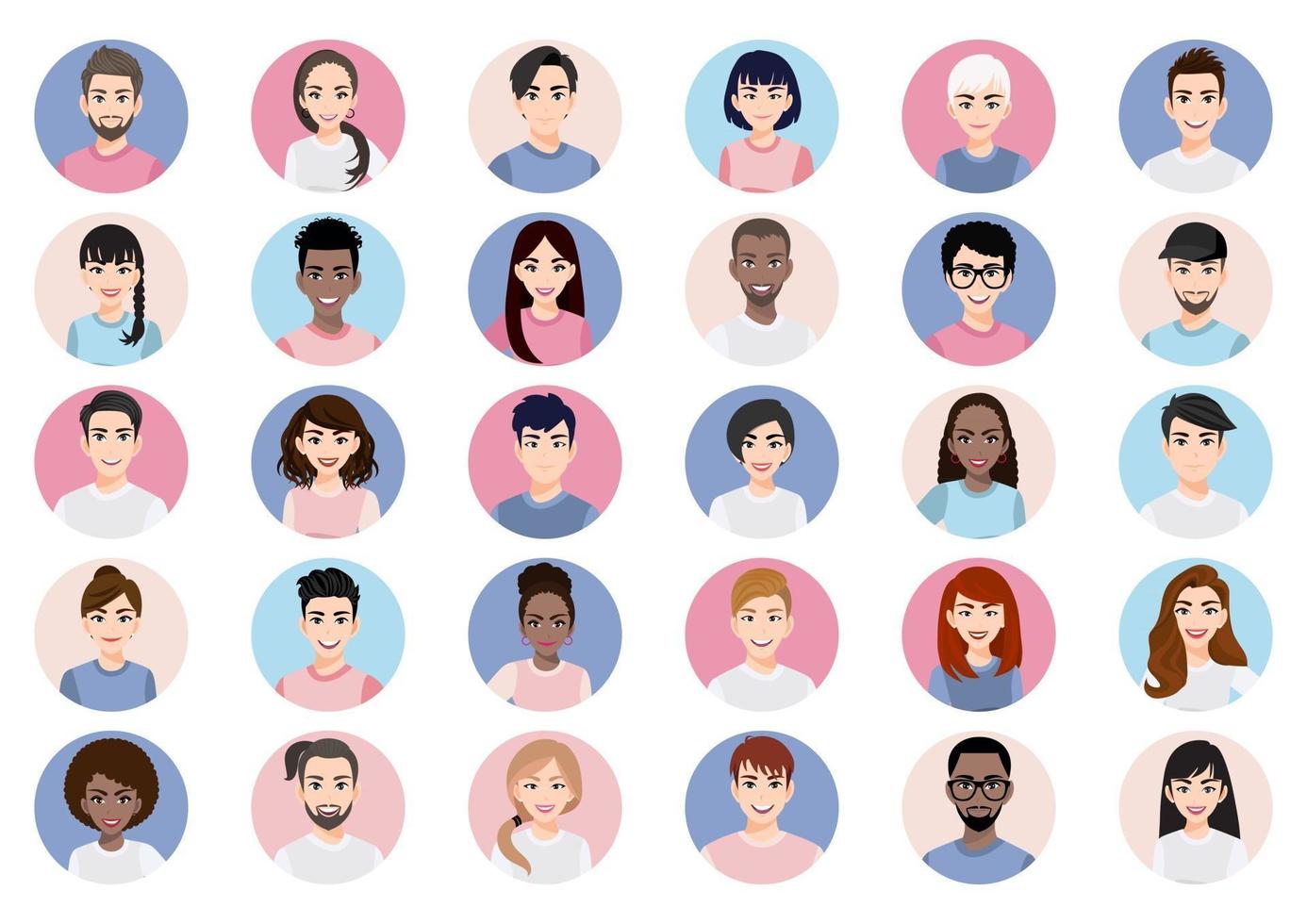 Big bundle of different people avatars vector