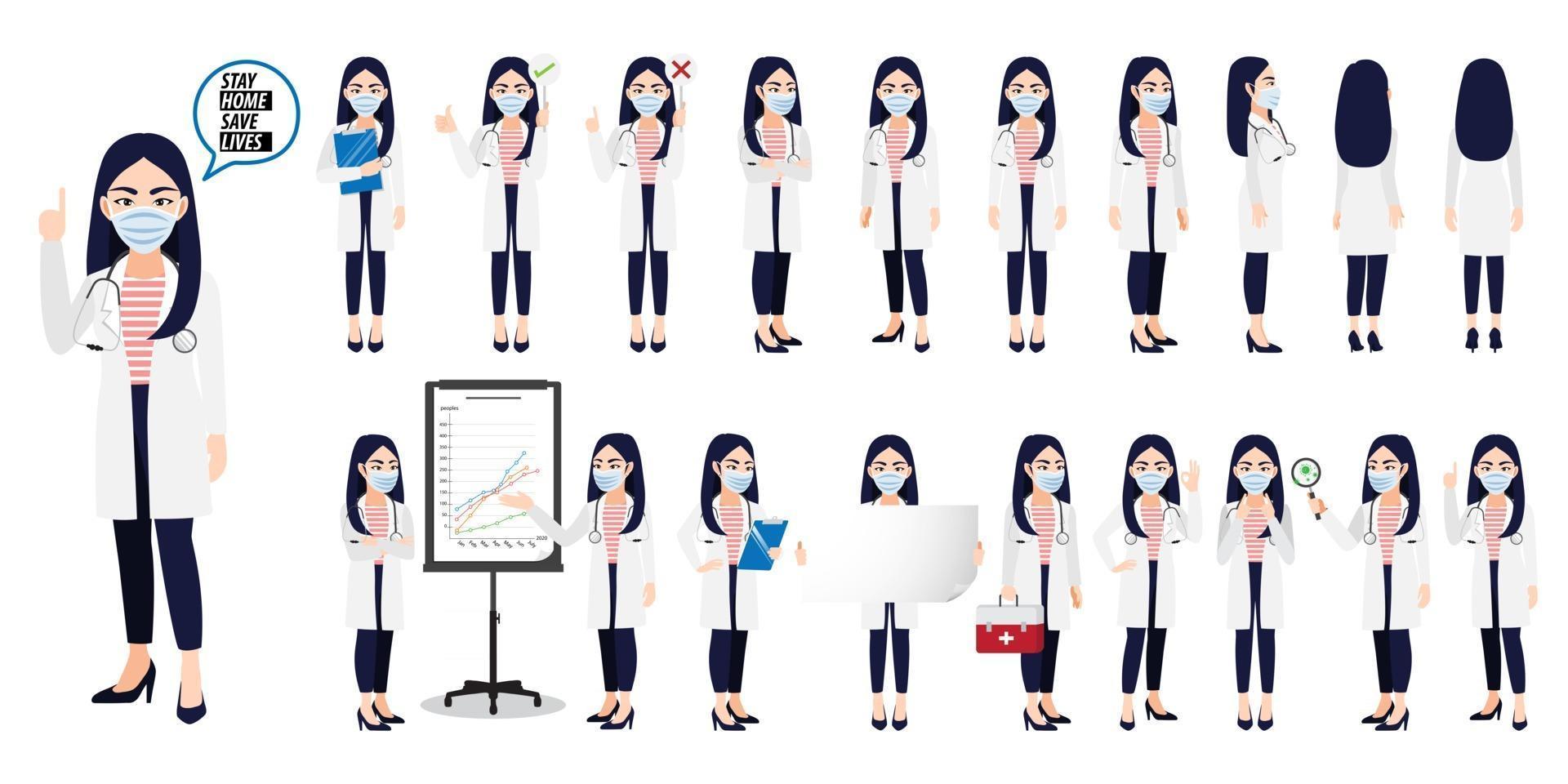 Cartoon character with a professional doctor flat icon design vector