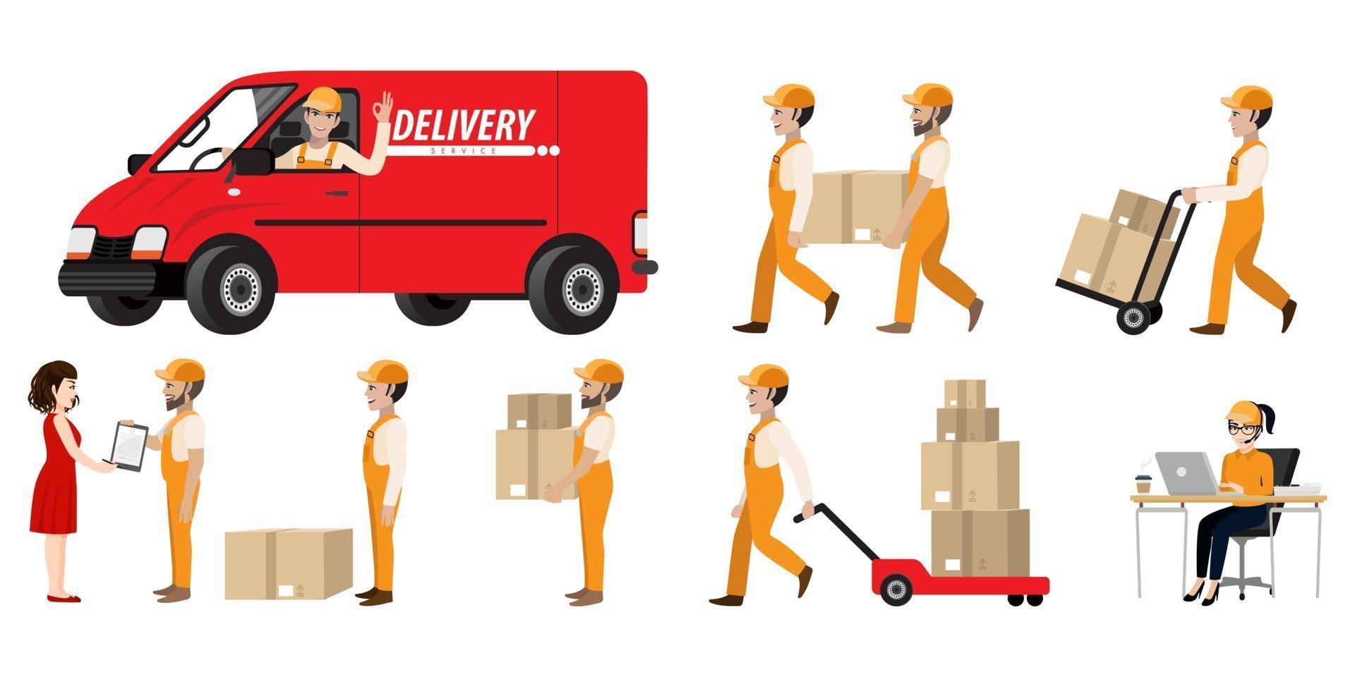 Set of service delivery a flat style vector