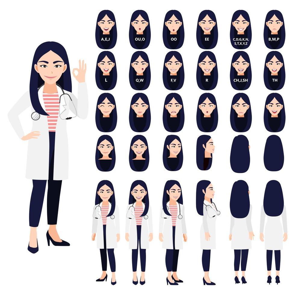 Cartoon character with a professional doctor flat icon design vector