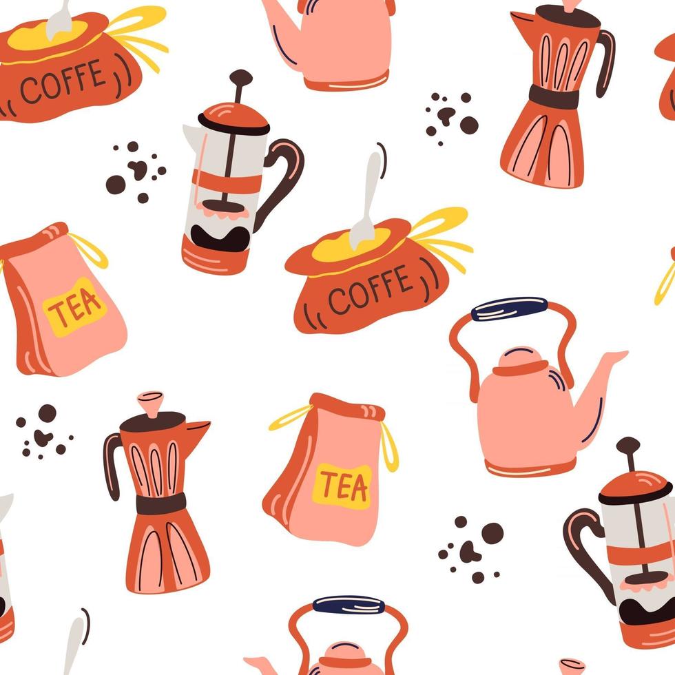 Seamless pattern with coffee and tea. vector