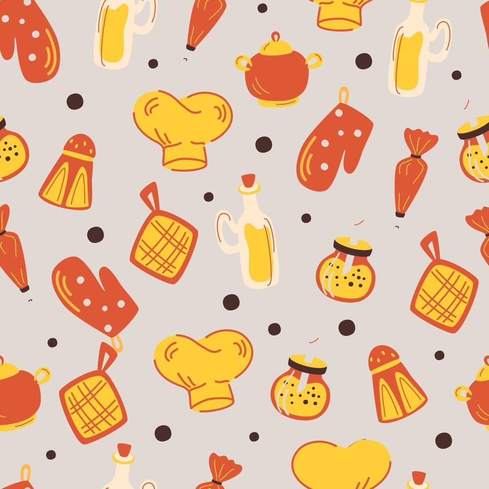 Seamless pattern with kitchen accessories. vector