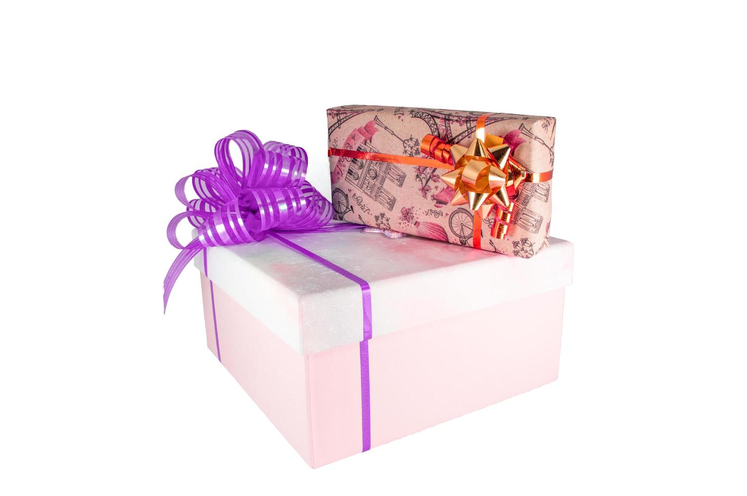 Two gift box with a bows photo