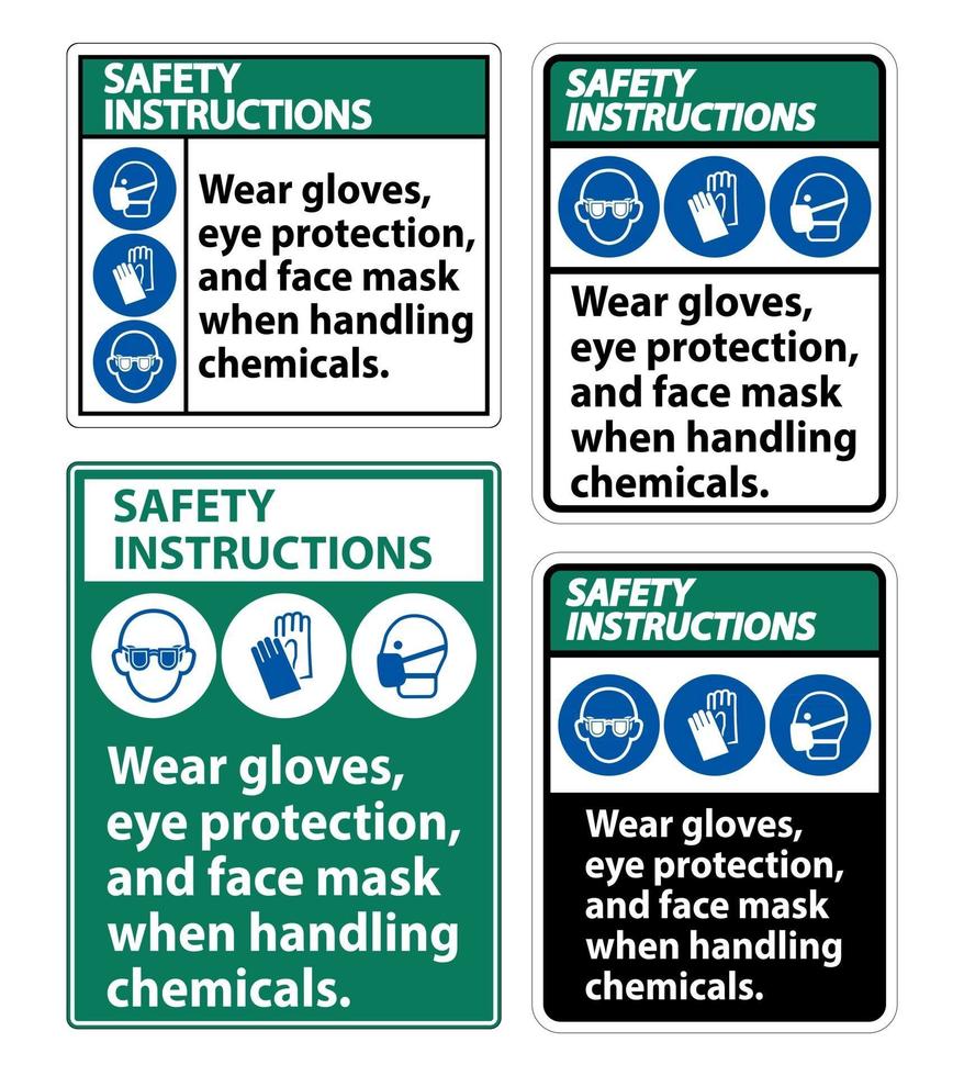 instrucciones de seguridad use guantes, protección para los ojos vector