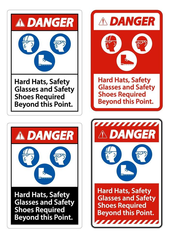 Hard Hats, Safety Glasses And Safety Shoes Required vector