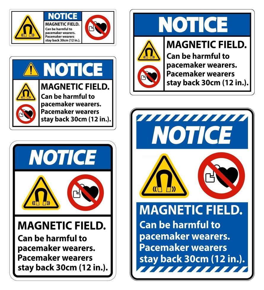 Notice Magnetic field can be harmful to pacemaker wearers vector