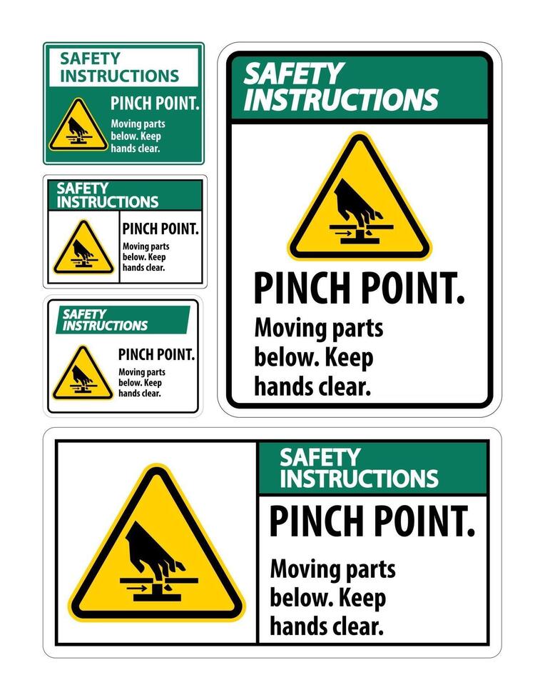 Safety Pinch Point, Moving Parts Below, Keep Hands Clear vector