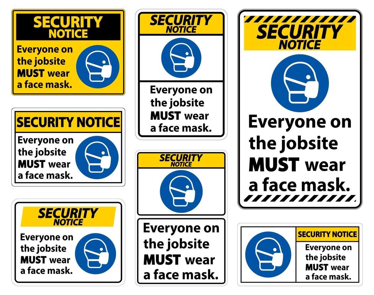 Security Notice Wear A Face Mask vector