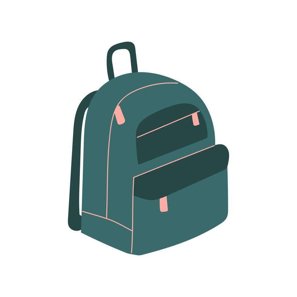 Backpack flat illustration, education, travel concept. vector