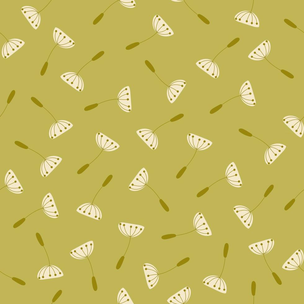 Seamless pattern of hand drawn flat flying dandelion seeds. vector