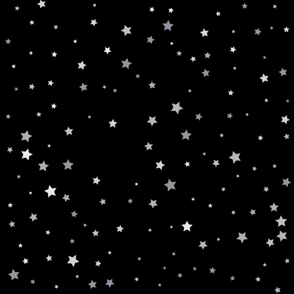 Silver sparkle star on black background Starry confetti vector