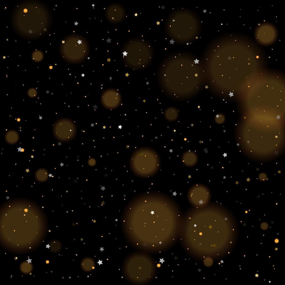 bokeh dorado brillante estrellas doradas y plateadas brillantes vector