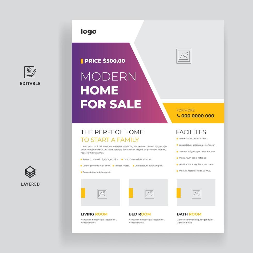 Real Estate Business Flyer Design Fully Editable  Vector Template