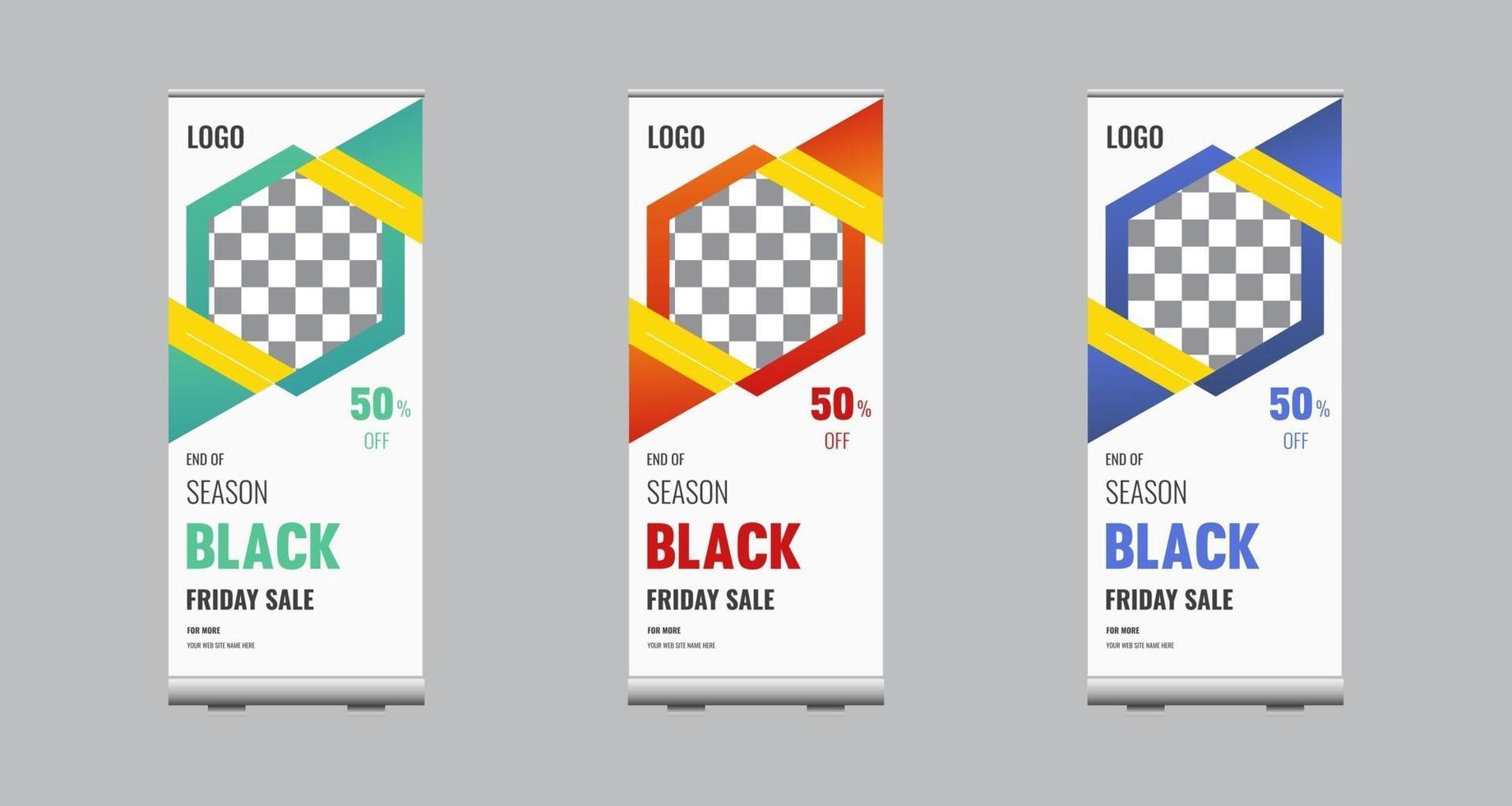 Black Friday Roll Up Banner. X-Stand Sale Banner For Your Business vector