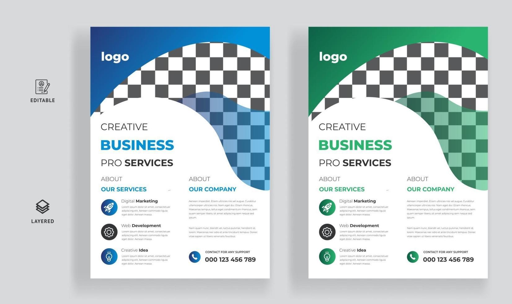 Diseño de volante de agencia de marketing digital y plantilla de portada de folleto. vector