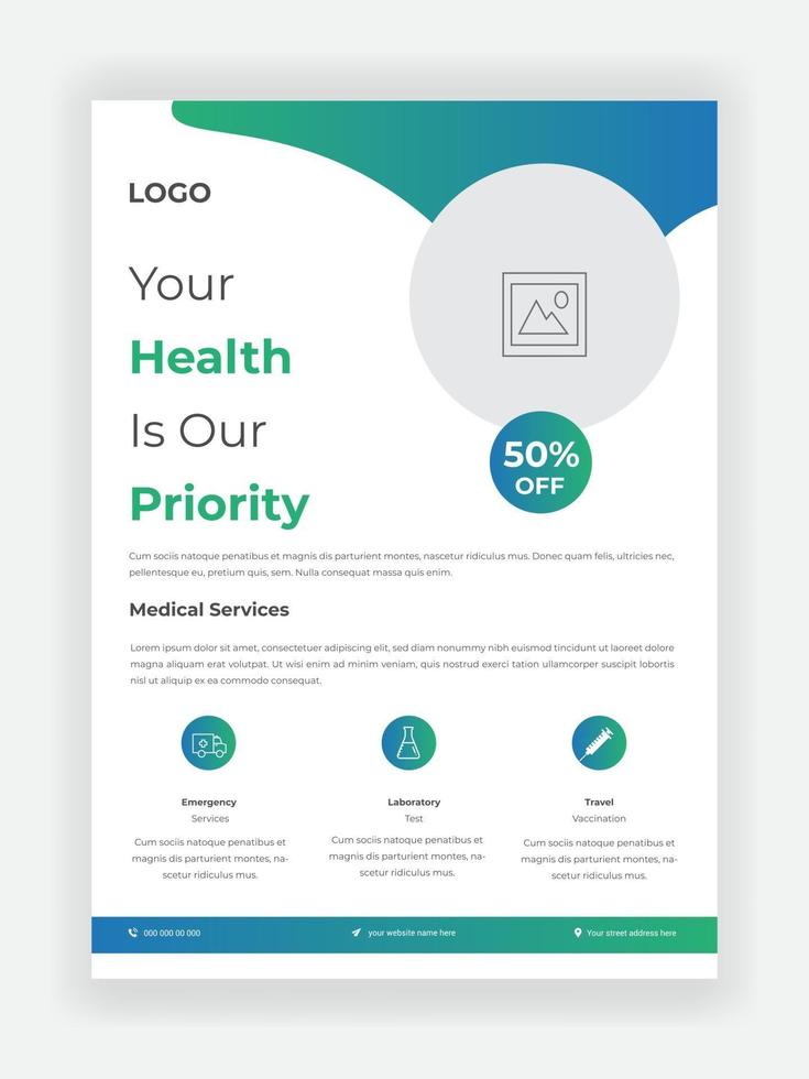 Medical Flyer Design For Your Promotion Hospital Service Template vector