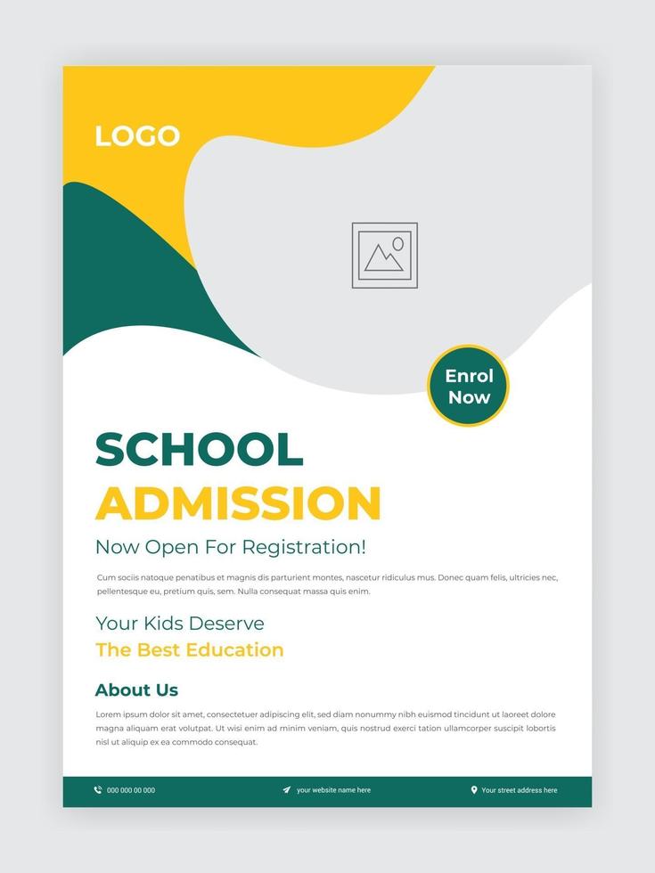 Admission flyer template for school, college, university design vector