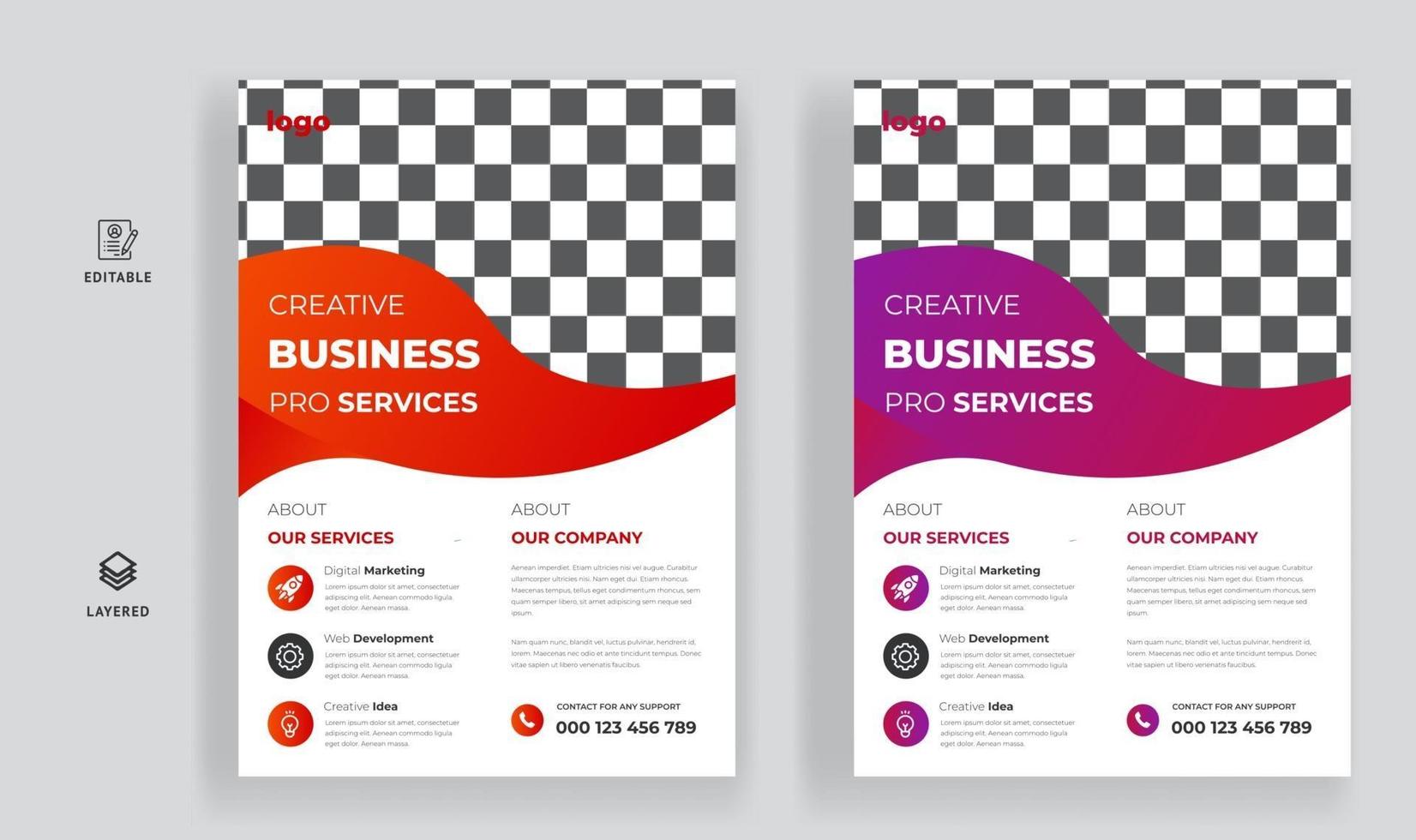 Corporate business colorful flyer and brochure cover template vector