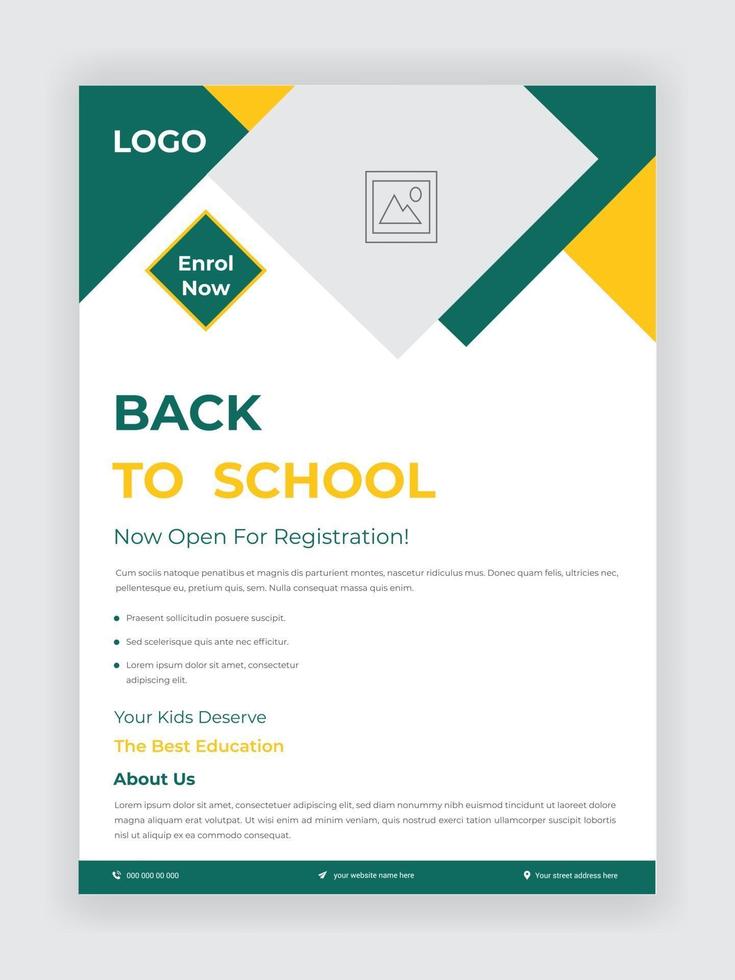Back to school flyer template for school, college, university design vector