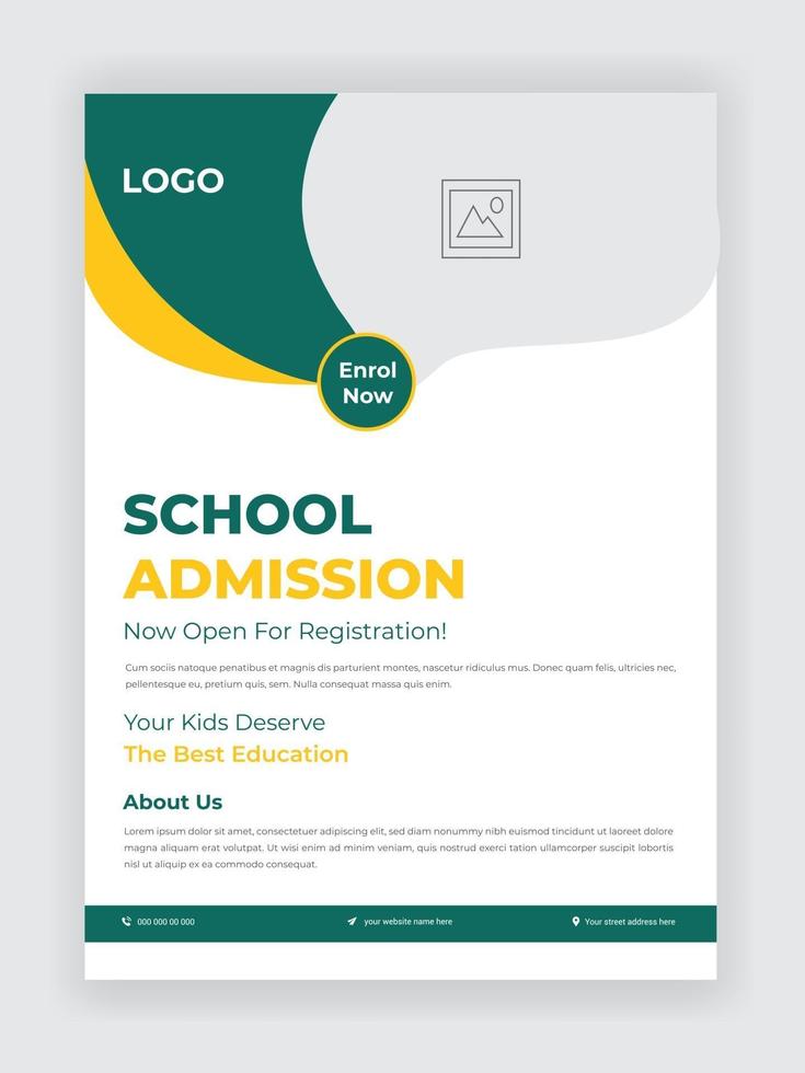 Admission flyer template for school, college, university design vector