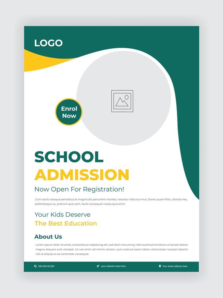 Admission flyer template for school, college, university design vector