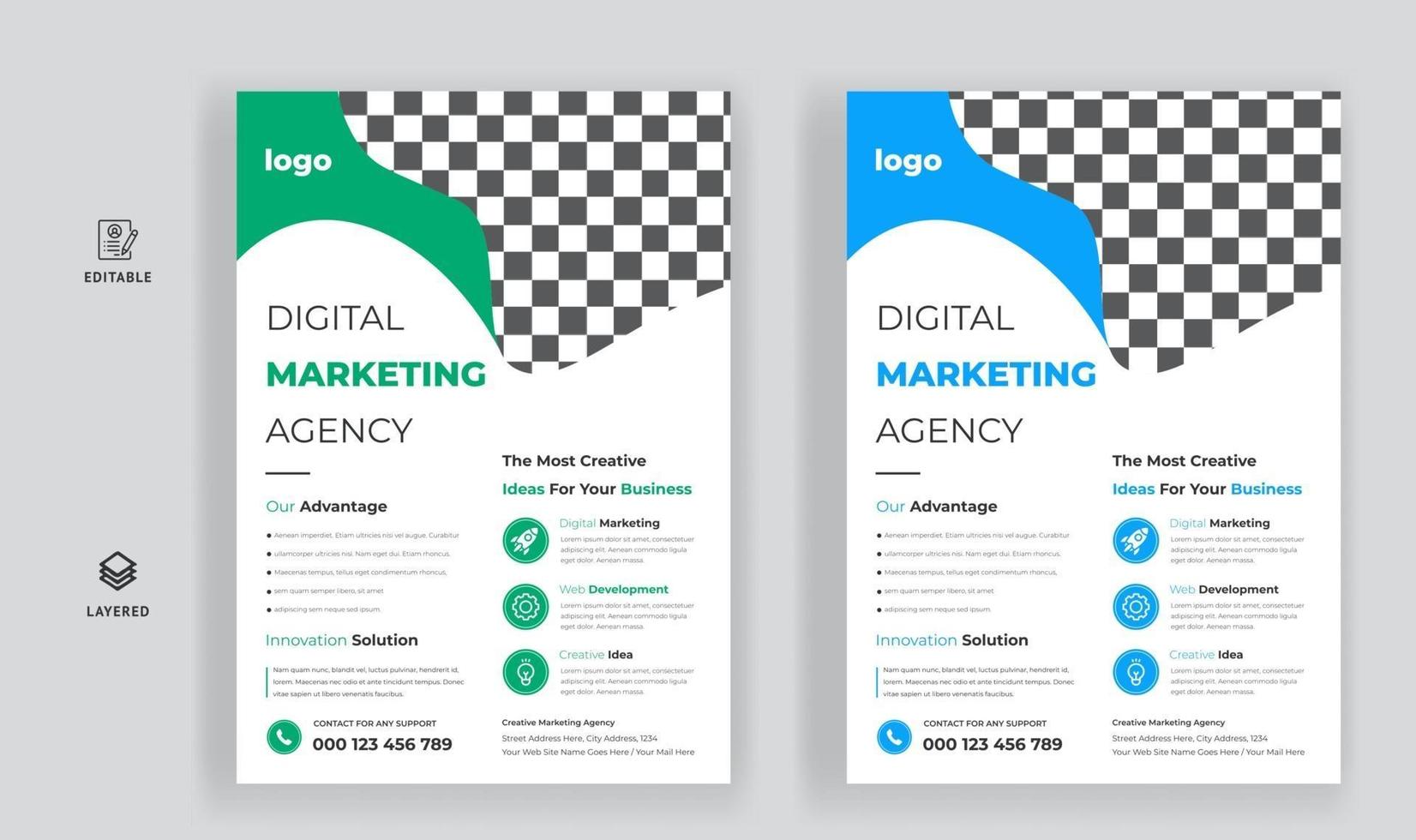 Digital marketing agency business flyer design template vector