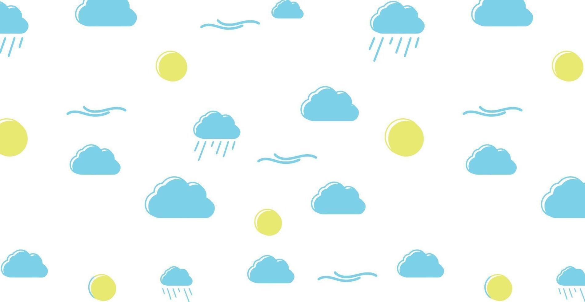 Seamless background pattern, different white clouds - Vector