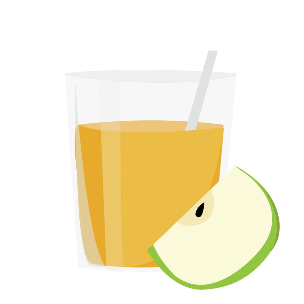 Realistic glass of apple juice on white background - Vector