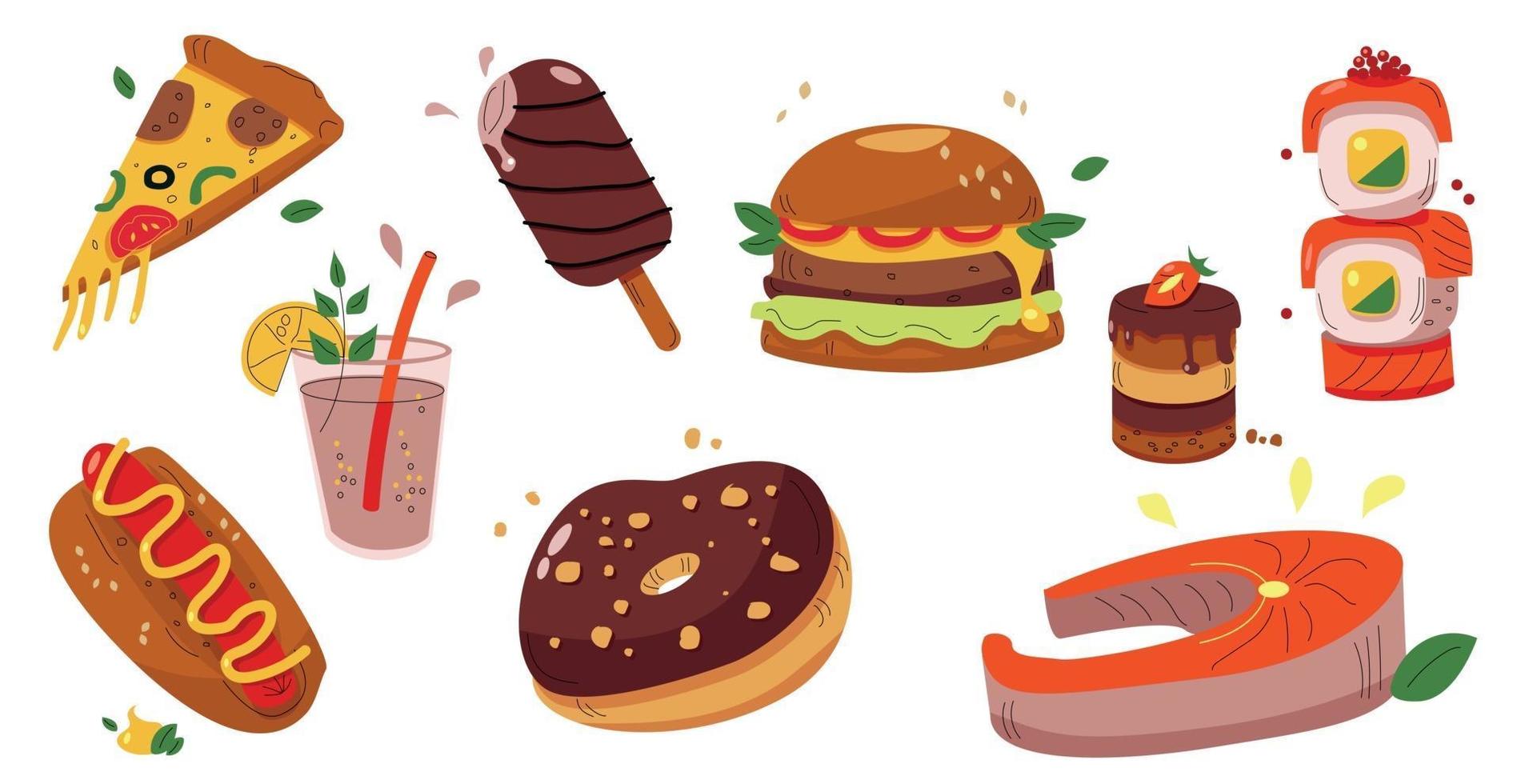 Set of food from different cuisines of the world - Vector