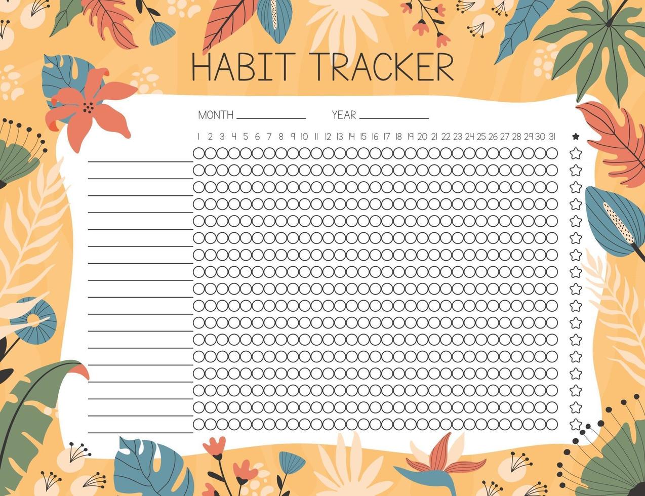 tropical habit tracker vector